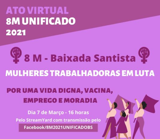 Mulheres da Baixada Santista realizam Ato Virtual Unificado no dia 7 de março
