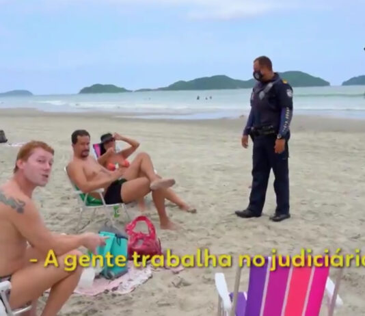 “Trabalho no Judiciário”: Banhista tenta dar ‘carteirada’ em repórter da Globo durante fiscalização em Juquehy