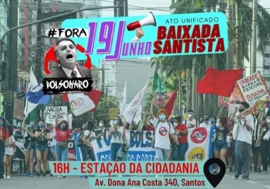 Santos recebe neste sábado mais uma manifestação “Fora Bolsonaro”