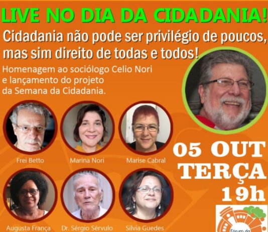 Fórum da Cidadania de Santos promove debate virtual para homenagear Célio Nori