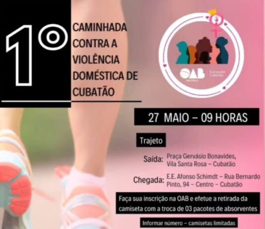 Luta contra a violência doméstica é tema da 1ª Caminhada em Cubatão